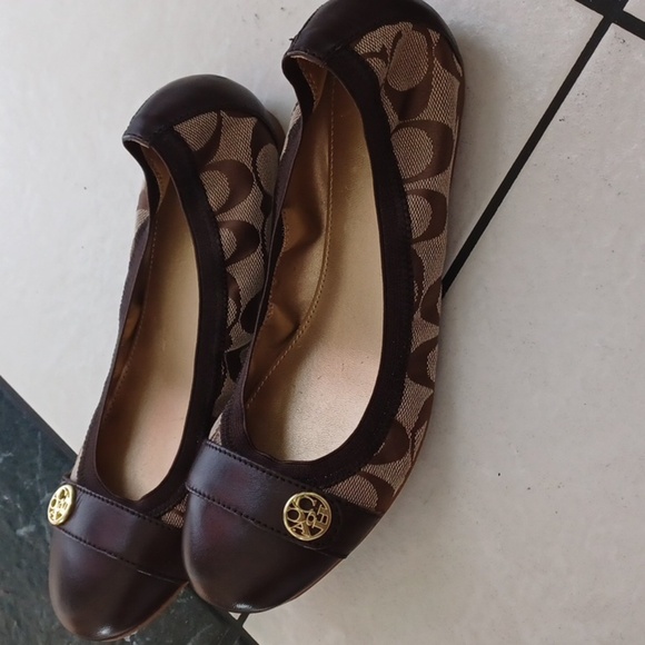 Coach Chelsey Womens Ballet Flat Size 7.5B  Signature Monogram Brown CapToe, new - Picture 2 of 4